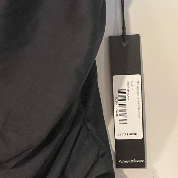Catherine Malandrino One Piece Swimsuit with side ruching black size M NWT - Picture 2 of 5